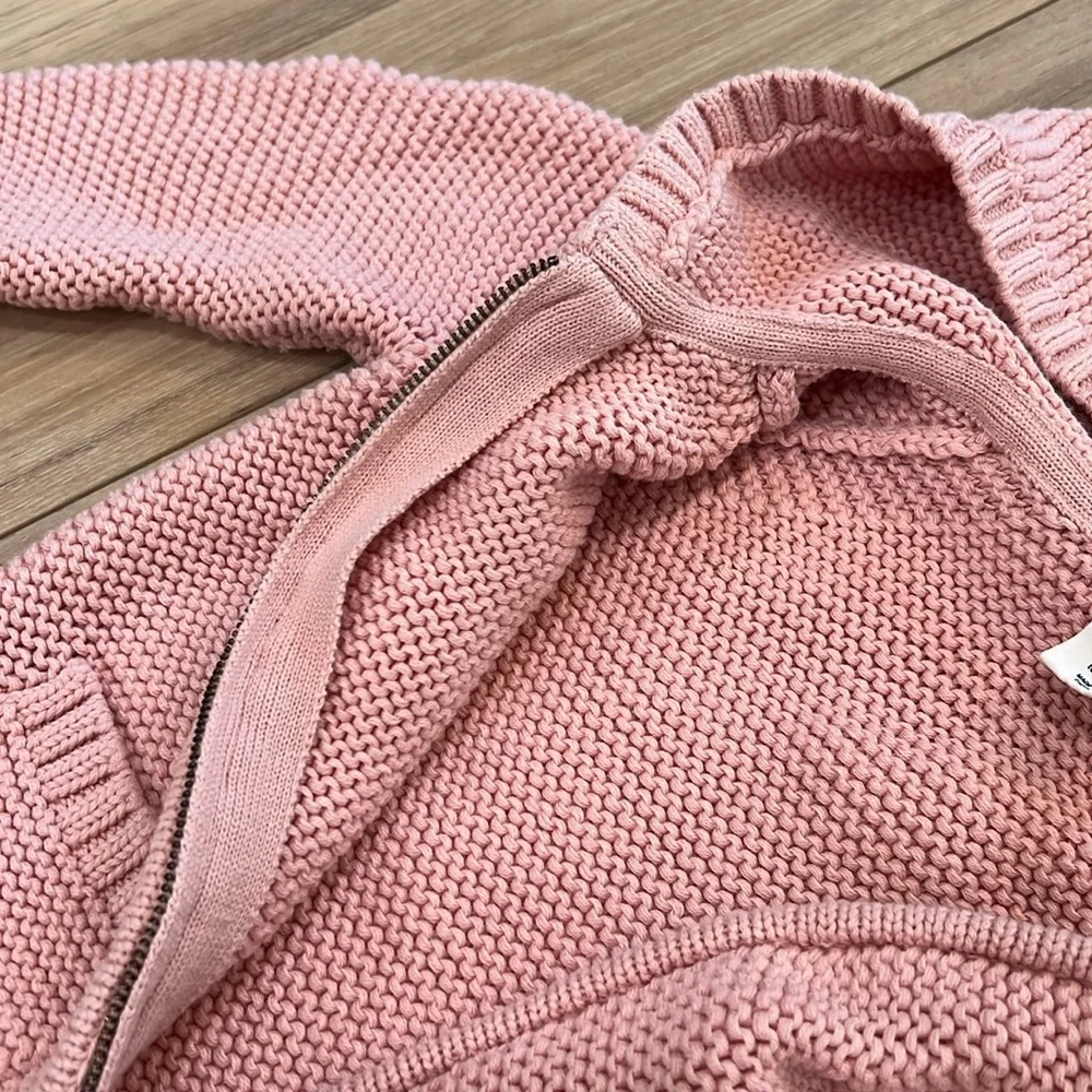 Gap Pink Cotton Knit Hoodie Sweatshirt